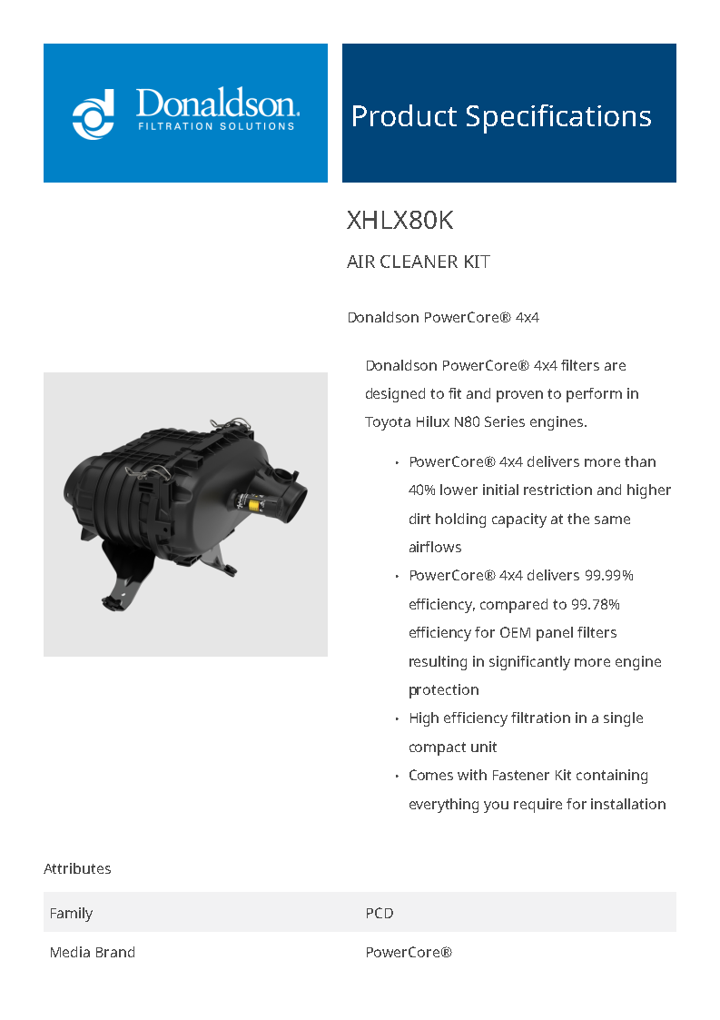 XHLX80K Air Cleaner Kit